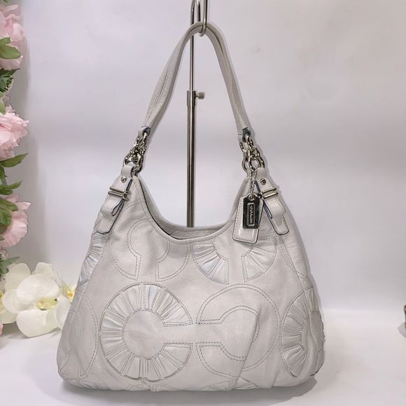 Coach Handbags - Coach Optical Art Maggie Shoulder Bag Grey Large